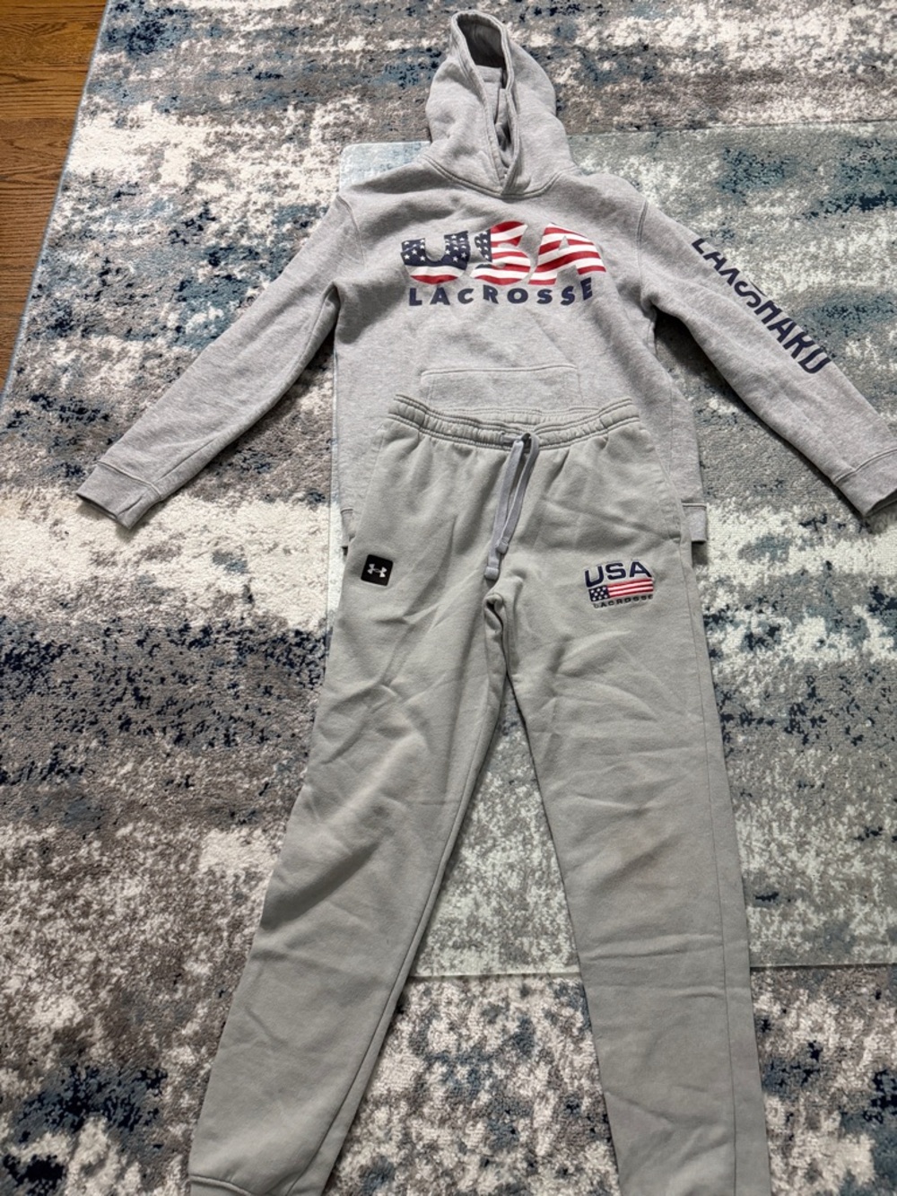 Under Armour Kids Gray USA Lacrosse Sweats & USA Lax sweatshirt size Large
